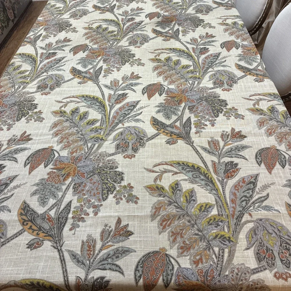 Custom Tablecloth From Kravet Botanical & Floral Linen Print Fabric 59
